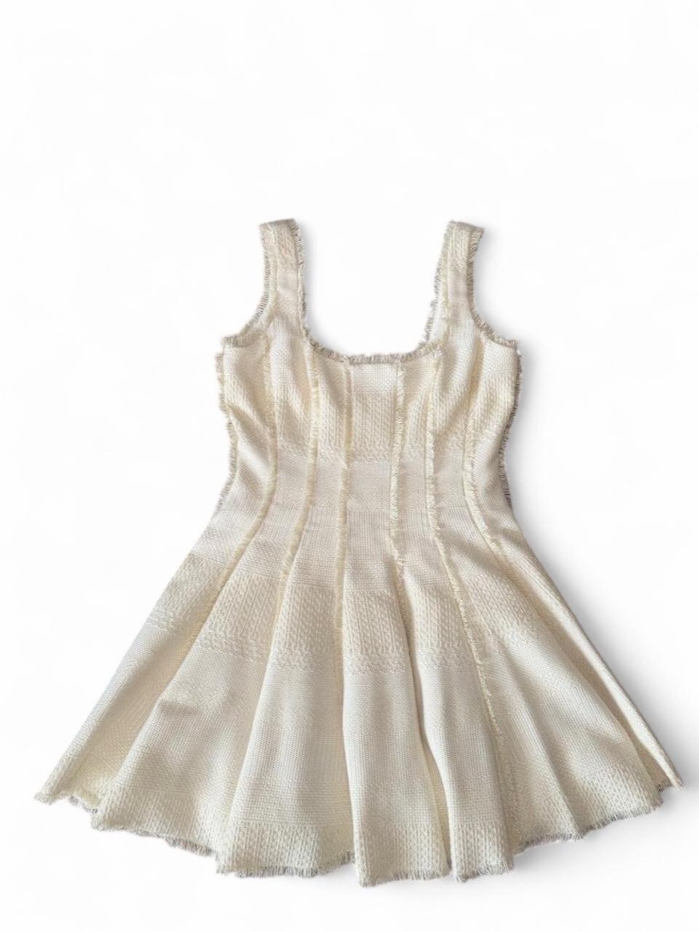 ANTONIO MELANI Cream Textured Knit Fit-and-Flare Dress for Kids